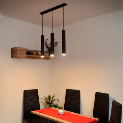 LED Chandelier on a string TUBA 3xGU10/4,8W/230V black