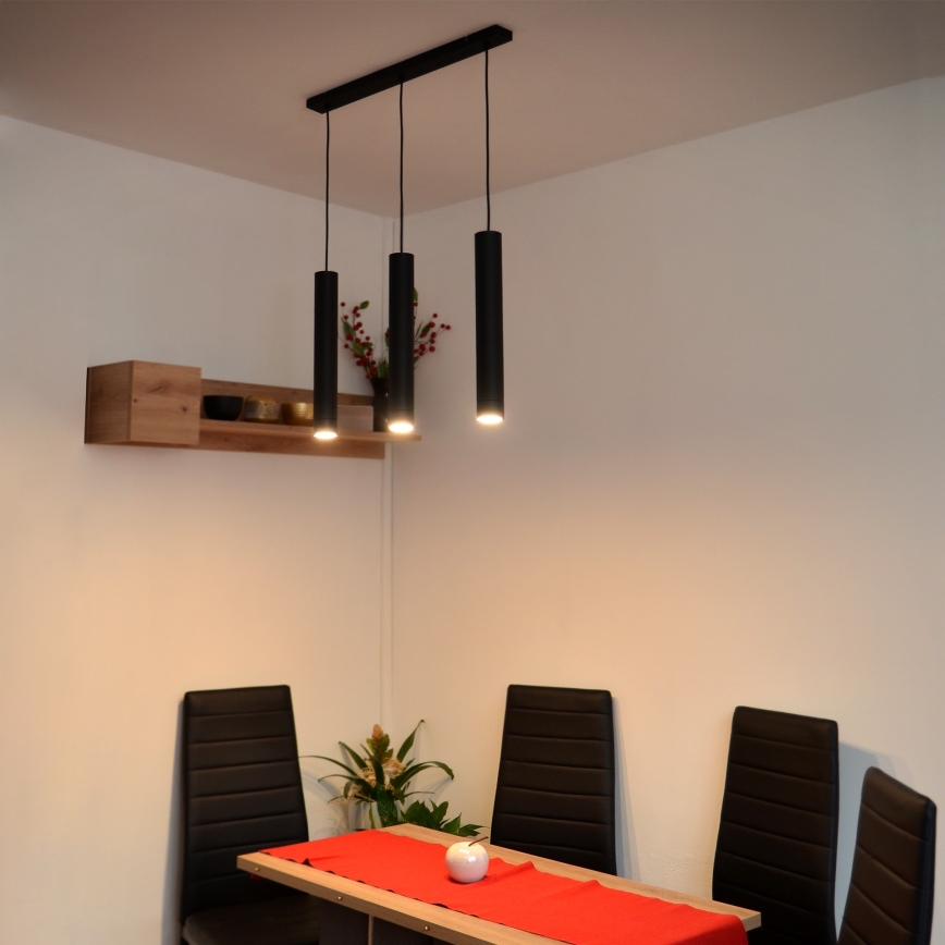 LED Chandelier on a string TUBA 3xGU10/4,8W/230V black