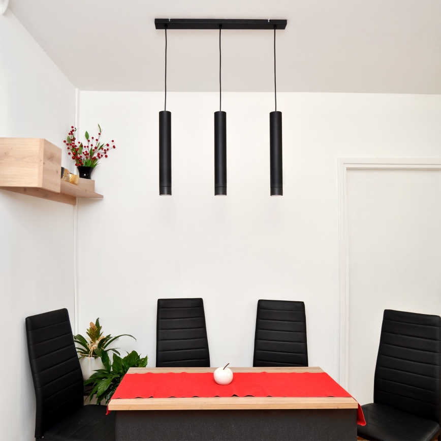 LED Chandelier on a string TUBA 3xGU10/4,8W/230V black