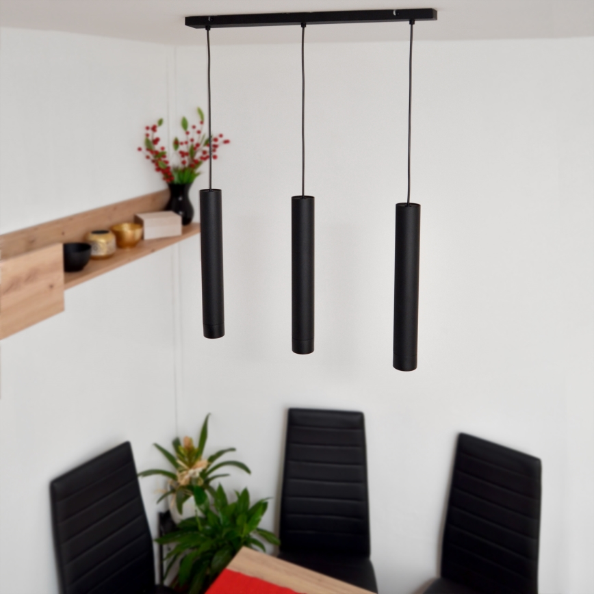LED Chandelier on a string TUBA 3xGU10/4,8W/230V black