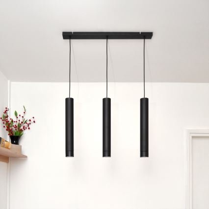 LED Chandelier on a string TUBA 3xGU10/4,8W/230V black