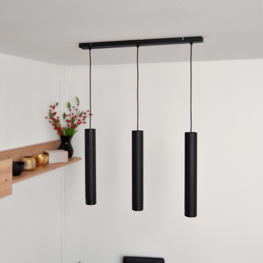 LED Chandelier on a string TUBA 3xGU10/4,8W/230V black