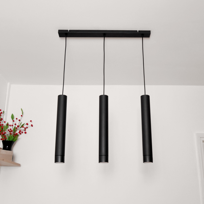 LED Chandelier on a string TUBA 3xGU10/4,8W/230V black