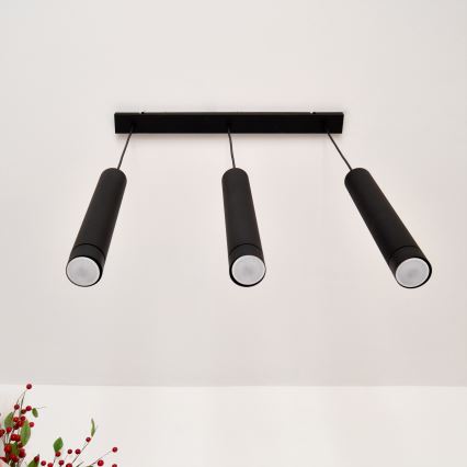 LED Chandelier on a string TUBA 3xGU10/4,8W/230V black