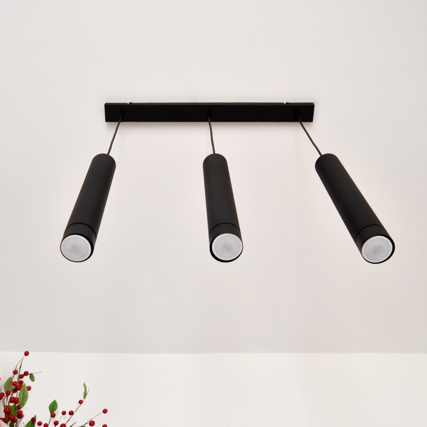 LED Chandelier on a string TUBA 3xGU10/4,8W/230V black