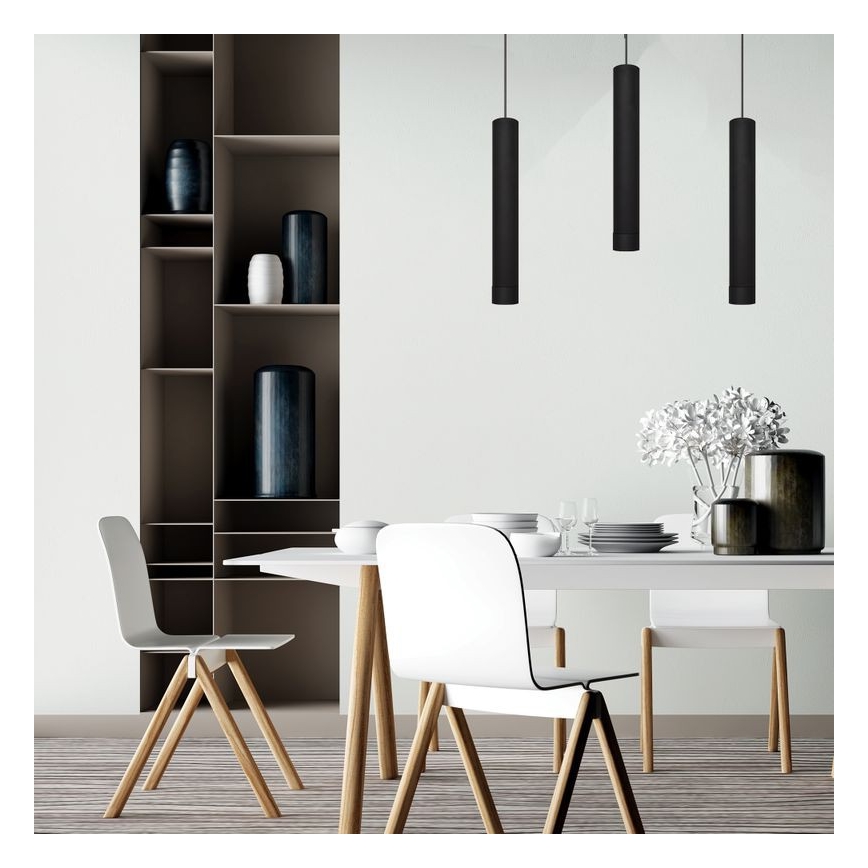 LED Chandelier on a string TUBA 3xGU10/4,8W/230V black