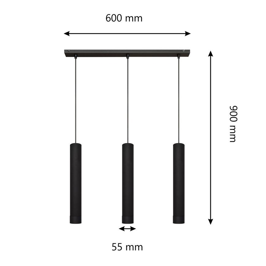 LED Chandelier on a string TUBA 3xGU10/4,8W/230V black