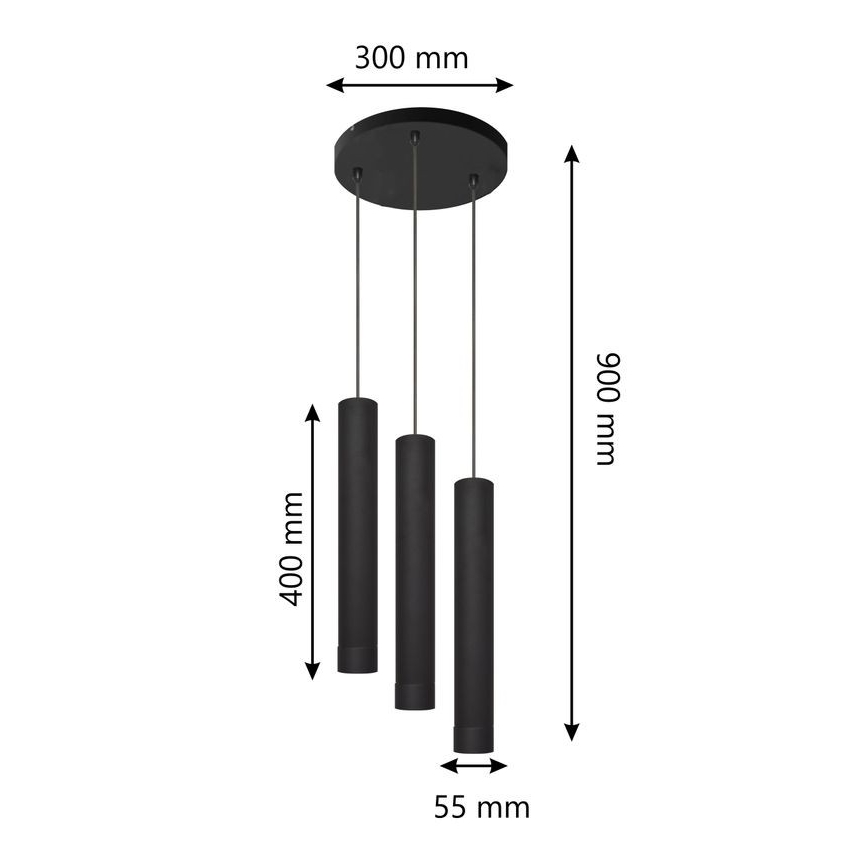 LED Chandelier on a string TUBA 3xGU10/4,8W/230V black