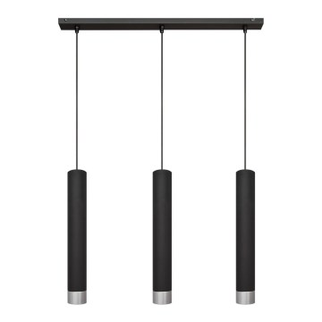 LED Chandelier on a string TUBA 3xGU10/4,8W/230V black/shiny chrome