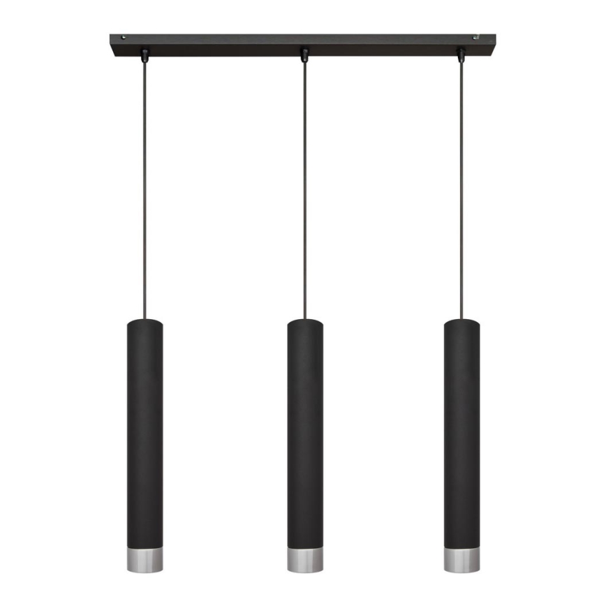 LED Chandelier on a string TUBA 3xGU10/4,8W/230V black/shiny chrome