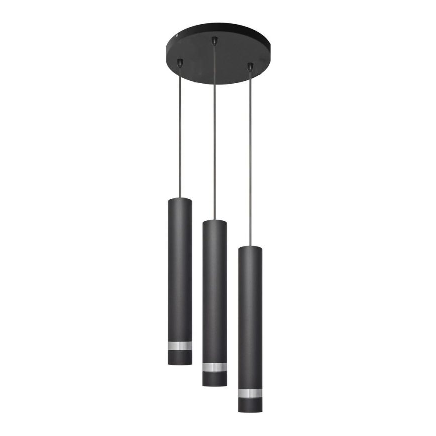 LED Chandelier on a string TUBA 3xGU10/4,8W/230V black/shiny chrome