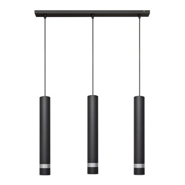 LED Chandelier on a string TUBA 3xGU10/4,8W/230V black/shiny chrome