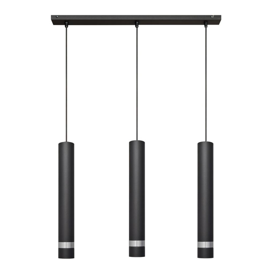 LED Chandelier on a string TUBA 3xGU10/4,8W/230V black/shiny chrome
