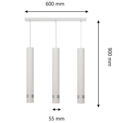 LED Chandelier on a string TUBA 3xGU10/4,8W/230V white/shiny chrome