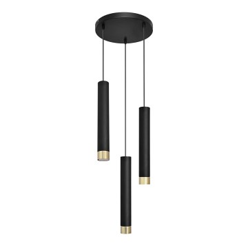 LED Chandelier on a string TUBA 3xGU10/6,5W/230V black/gold