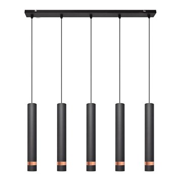 LED Chandelier on a string TUBA 5xGU10/6,5W/230V black/copper