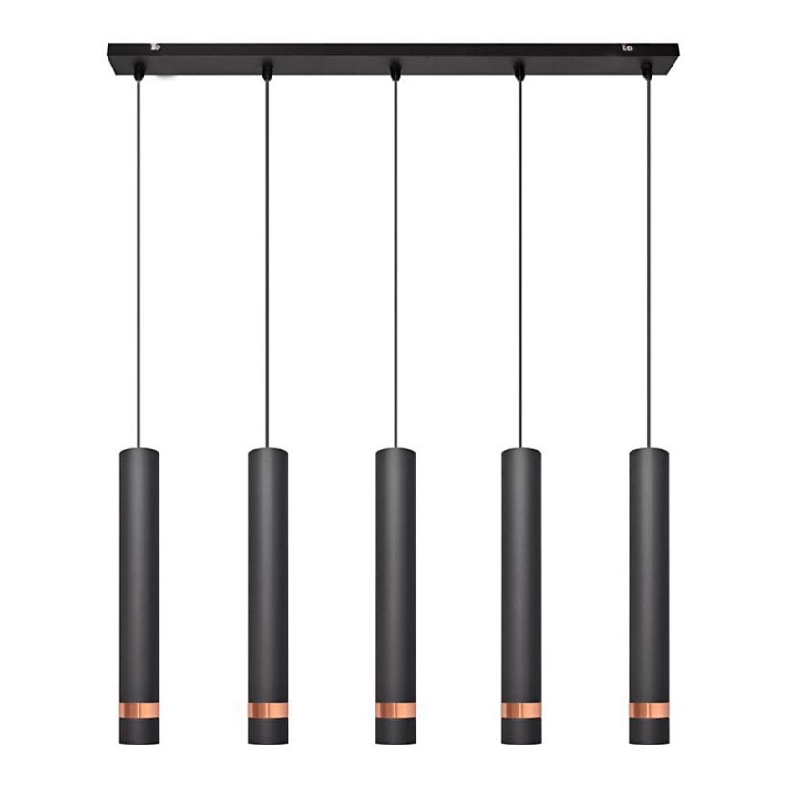LED Chandelier on a string TUBA 5xGU10/6,5W/230V black/copper