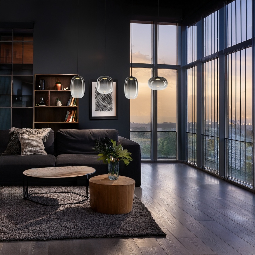 LED Chandelier on a string VASO LED/15W/230V black/smoky