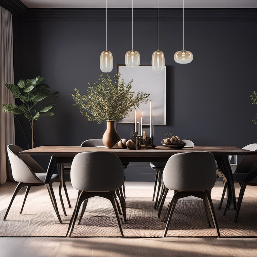 LED Chandelier on a string VASO LED/15W/230V gold/smoky