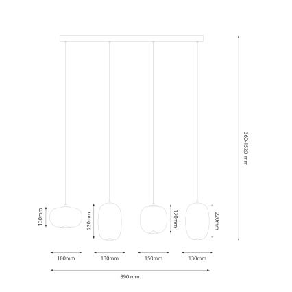 LED Chandelier on a string VASO LED/15W/230V white