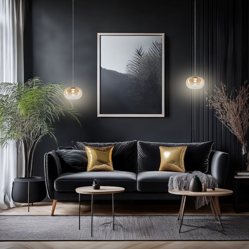 LED Chandelier on a string VASO LED/4W/230V d. 18 cm gold/smoky