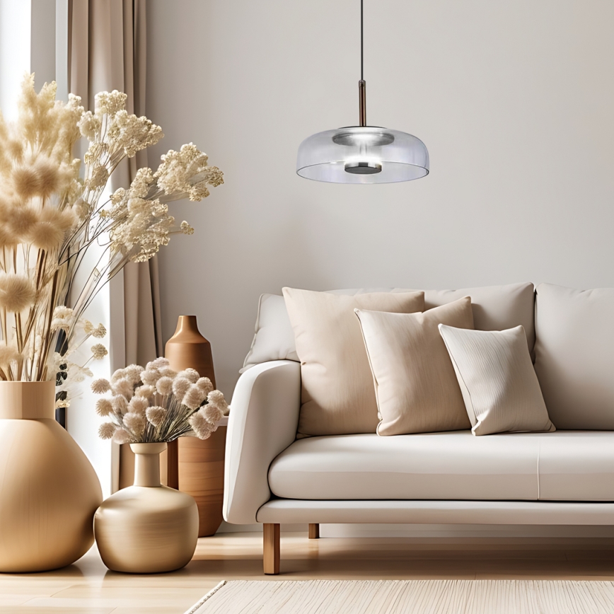 LED Chandelier on a string VETRO LED/6W/230V d. 23 cm grey/black