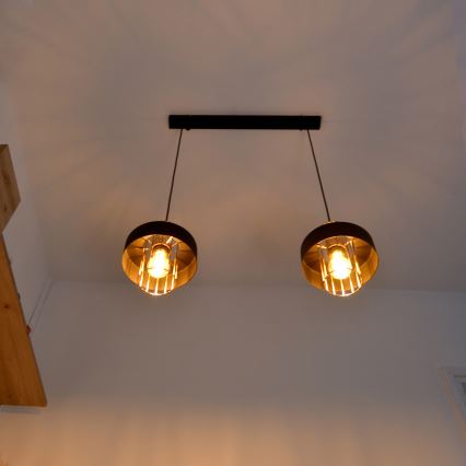 LED Chandelier on a string VOLTA 2xE27/15W/230V black/gold