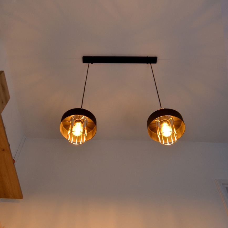 LED Chandelier on a string VOLTA 2xE27/15W/230V black/gold
