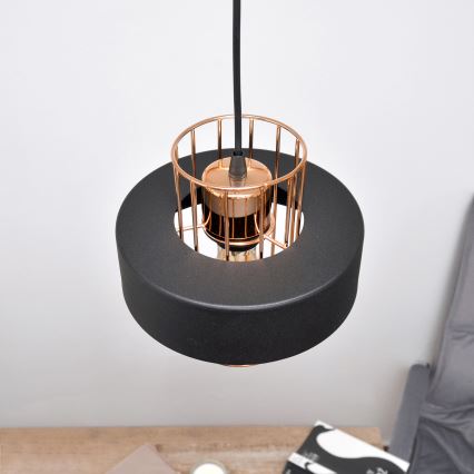 LED Chandelier on a string VOLTA 2xE27/15W/230V black/gold