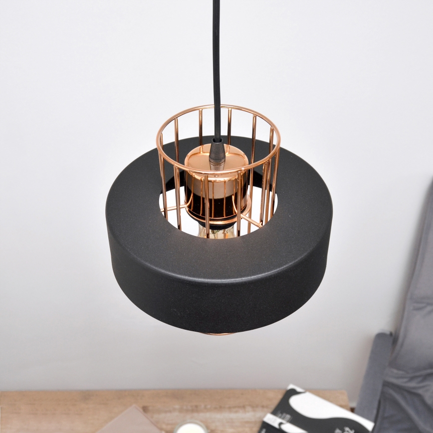 LED Chandelier on a string VOLTA 2xE27/15W/230V black/gold