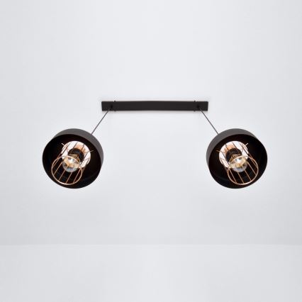 LED Chandelier on a string VOLTA 2xE27/15W/230V black/gold