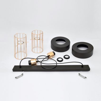 LED Chandelier on a string VOLTA 2xE27/15W/230V black/gold