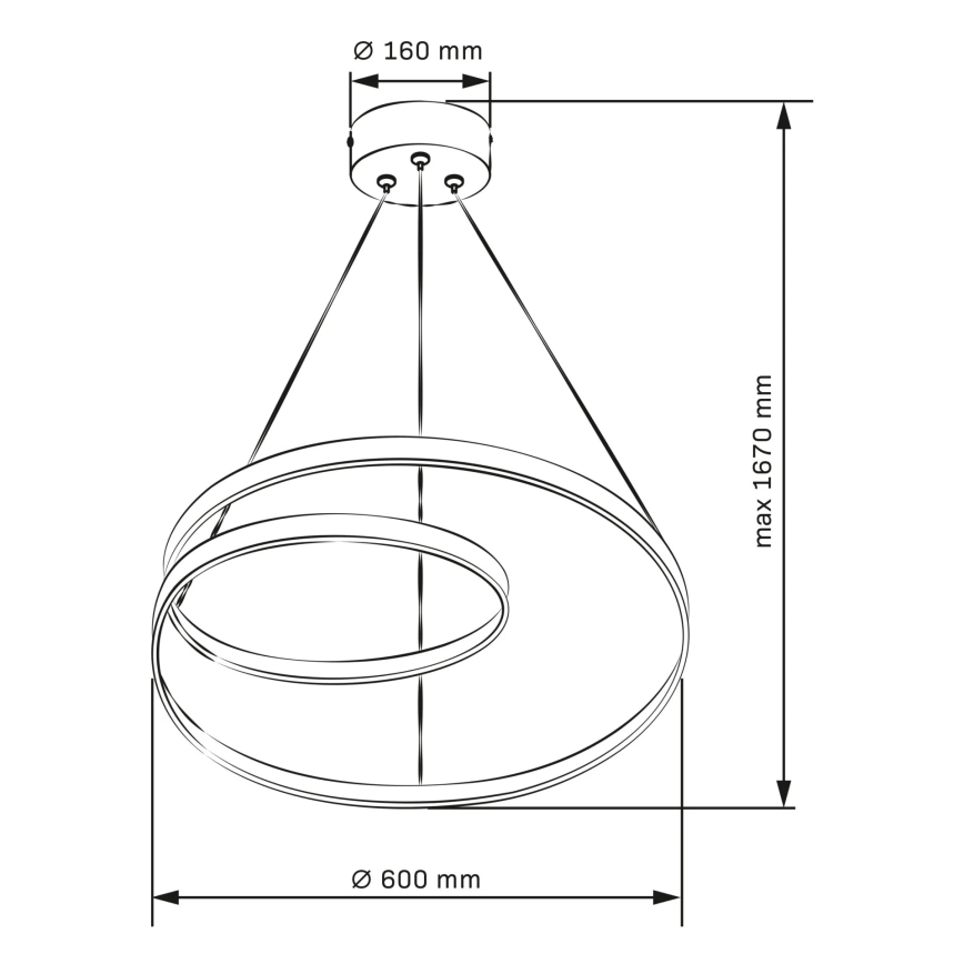 LED Chandelier on a string ZEFIRA LED/52W/230V 4000K d. 60 cm anthracite