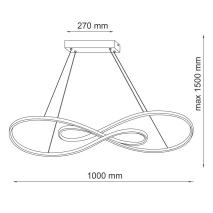 LED Chandelier on a string ZUMBA LED/50W/230V gold