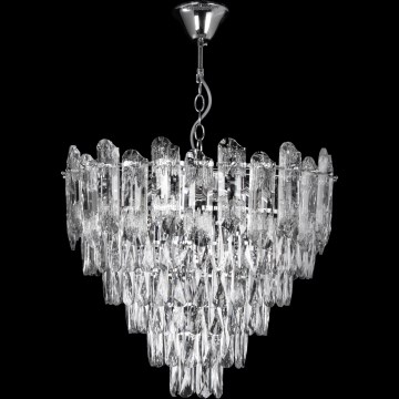 LED chandelier suspended on a chain, 9x E27 sockets (max. 60W, 230V) + 6x 6W LEDs, Ø 50 cm, polished chrome