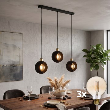 LED chandelier suspended on cable CUBUS 3xE27/60W/230V