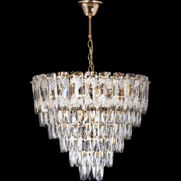 LED chandelier with chain 9xE27/60W/230V + 6xLED/6W Ø 50 cm gold