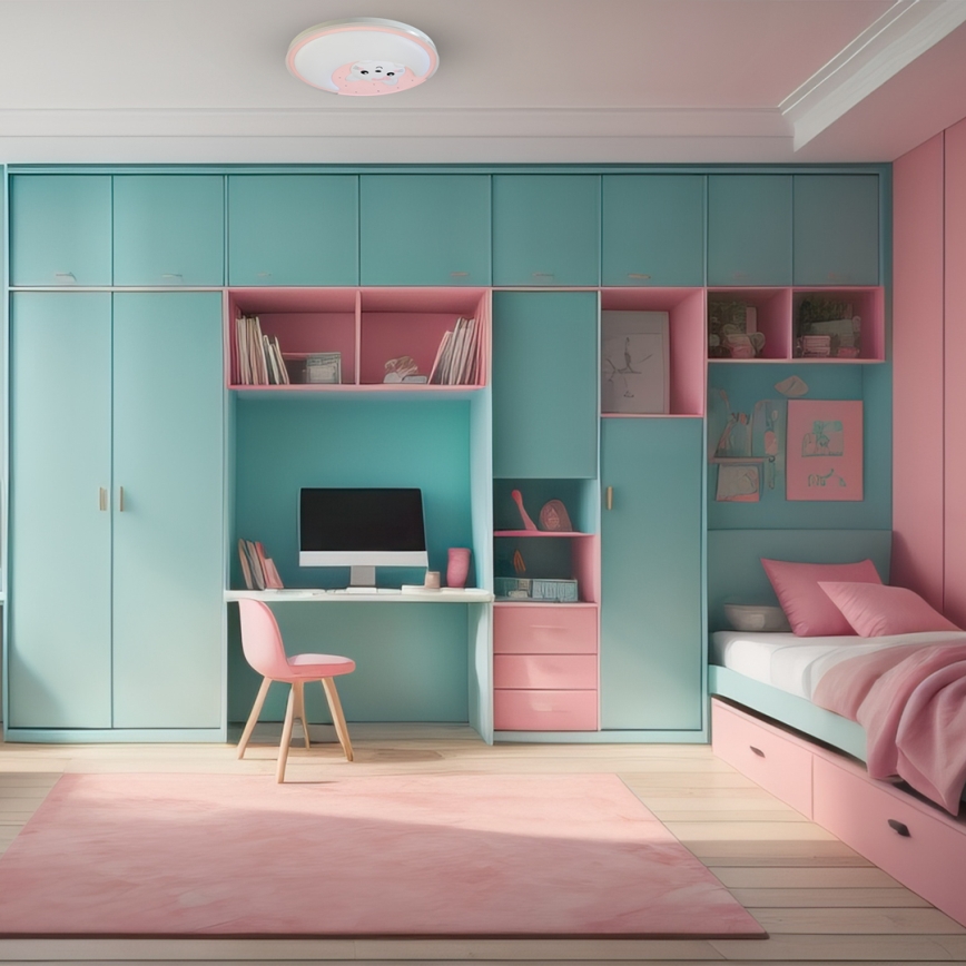LED Children's ceiling light MOONCAT LED/34W/230V pink