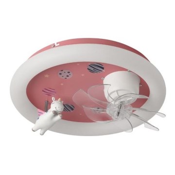 LED children's dimmable ceiling light with fan LED/48W/230V 3000/4000/6000K Ø 50 cm pink + remote control