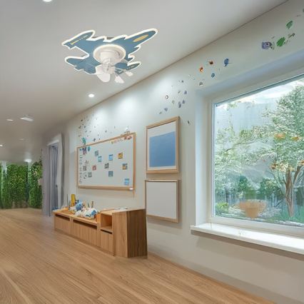 Kids' Dimmable LED Ceiling Light with Fan LED/63W/230V 3000/4000/6000K 68x57 cm Blue + Remote Control