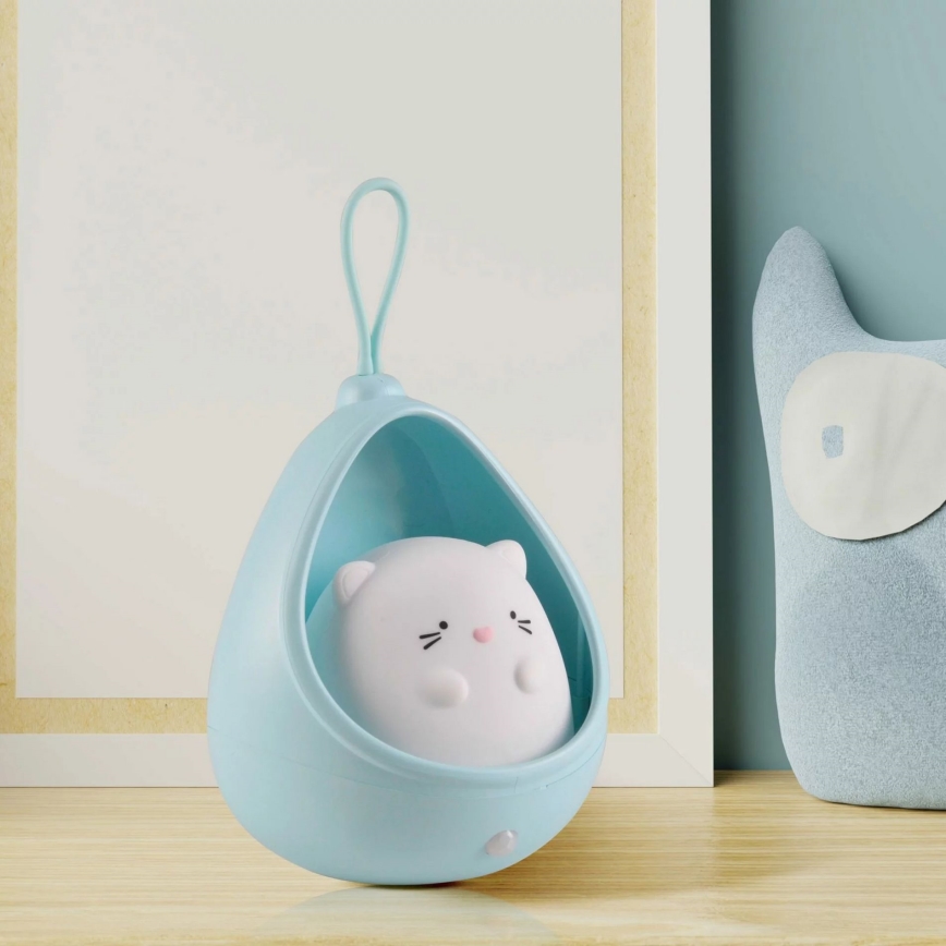 LED Children's orientation light with sensor KITTY LED/0,5W/5V USB 1200 mAh blue