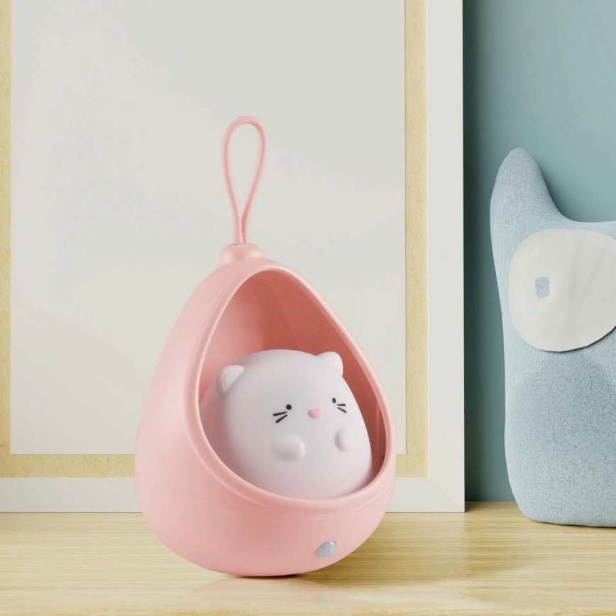 LED Children's orientation light with sensor KITTY LED/0,5W/5V USB 1200 mAh pink