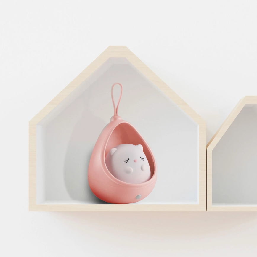 LED Children's orientation light with sensor KITTY LED/0,5W/5V USB 1200 mAh pink