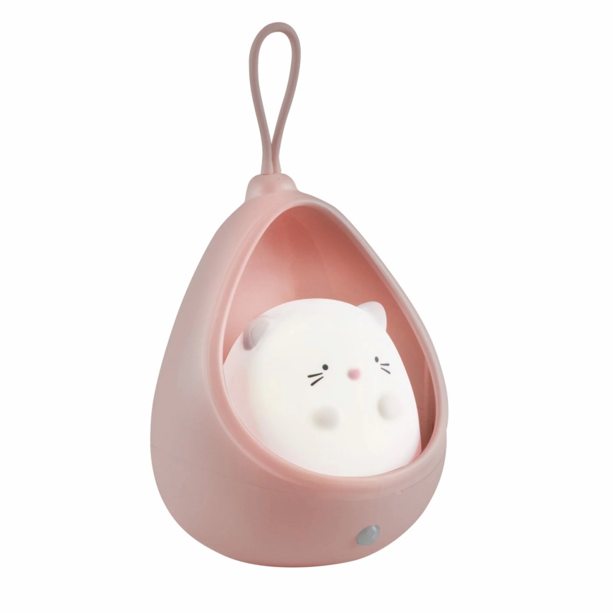 LED Children's orientation light with sensor KITTY LED/0,5W/5V USB 1200 mAh pink