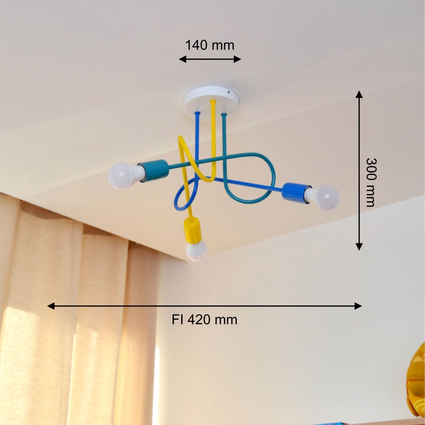 LED Children's surface-mounted chandelier OXFORD 3xE27/15W/230V