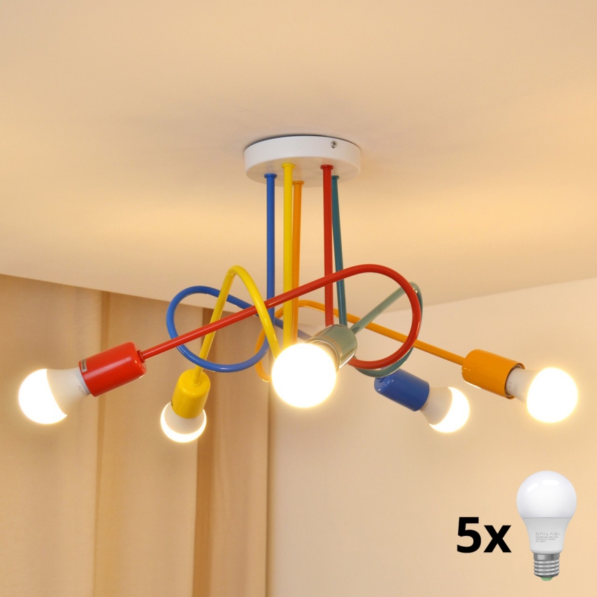 LED Children's surface-mounted chandelier OXFORD 5xE27/15W/230V