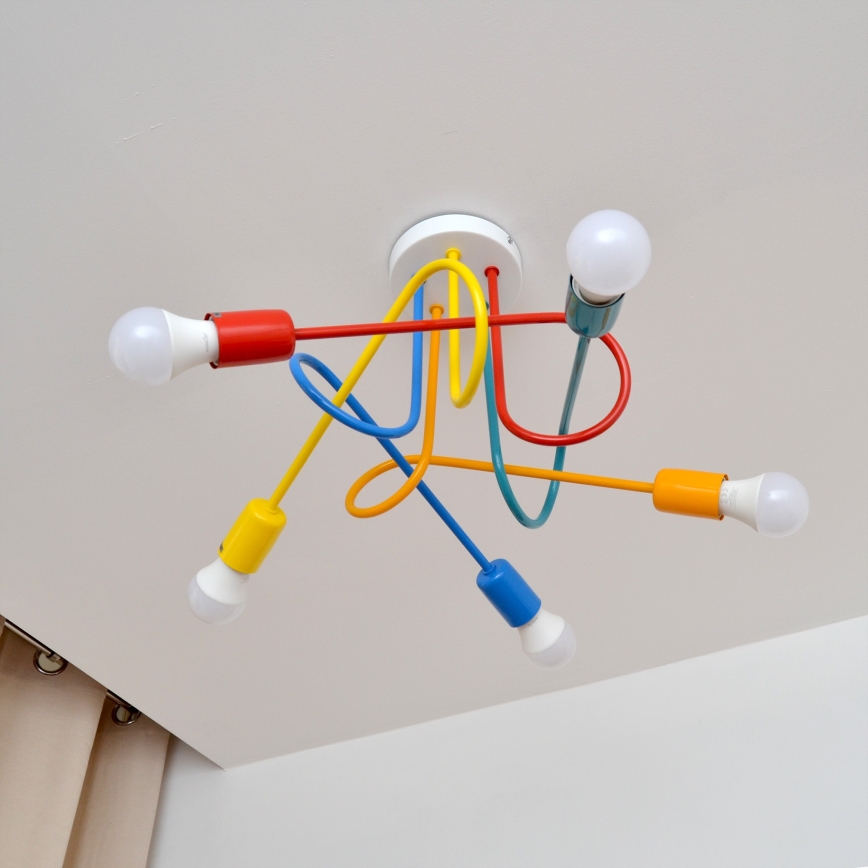 LED Children's surface-mounted chandelier OXFORD 5xE27/15W/230V