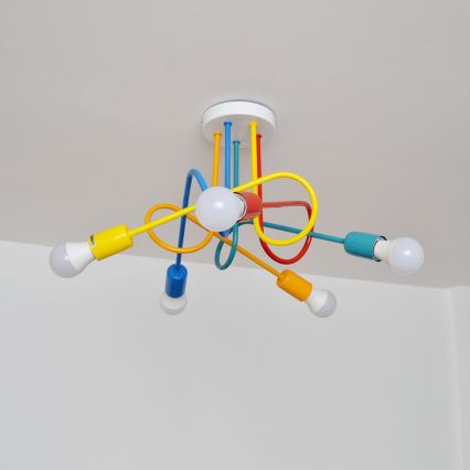 LED Children's surface-mounted chandelier OXFORD 5xE27/15W/230V
