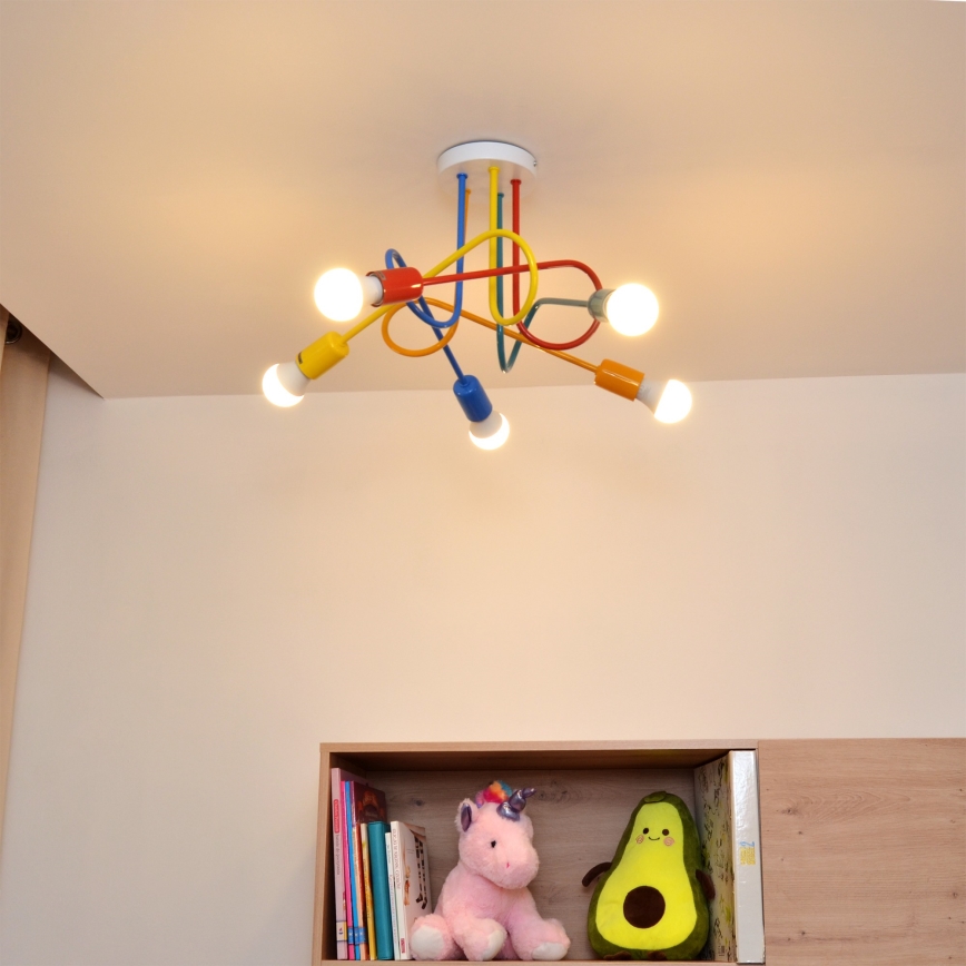 LED Children's surface-mounted chandelier OXFORD 5xE27/15W/230V