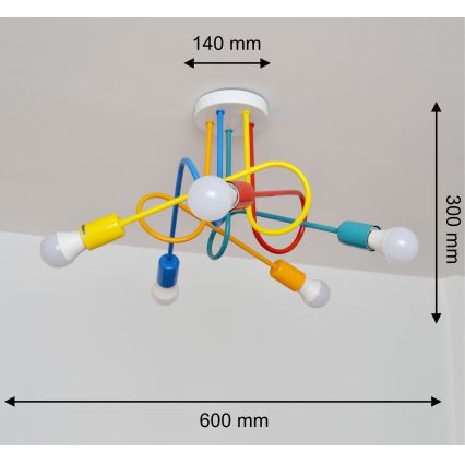LED Children's surface-mounted chandelier OXFORD 5xE27/15W/230V